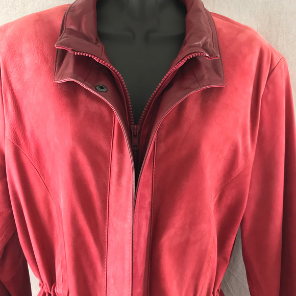 Women's XS Red 100% Soft Leather Jacket Coat - Picture 6 of 8